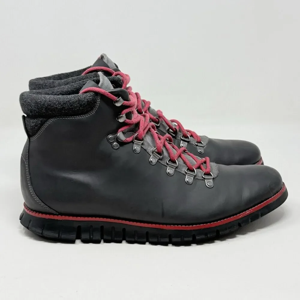 Cole Haan ZeroGrand Water Resistant Hiking Boots Mens 12 M Gray Magnet Leather